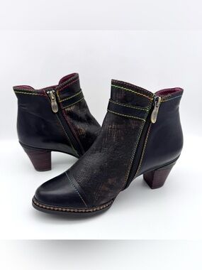 L'Artiste Spring Step Captivate Boots Black Multi Women EU 38 US 7.5-8 NWOB